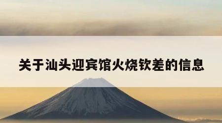 关于汕头迎宾馆火烧钦差的信息