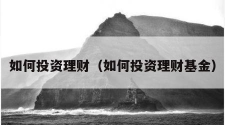 如何投资理财（如何投资理财基金）