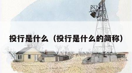 投行是什么（投行是什么的简称）