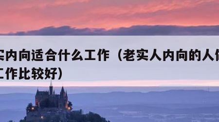 老实内向适合什么工作（老实人内向的人做什么工作比较好）