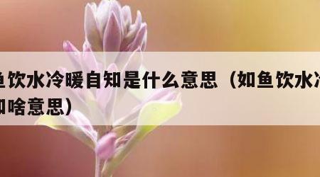如鱼饮水冷暖自知是什么意思（如鱼饮水冷暖自知啥意思）
