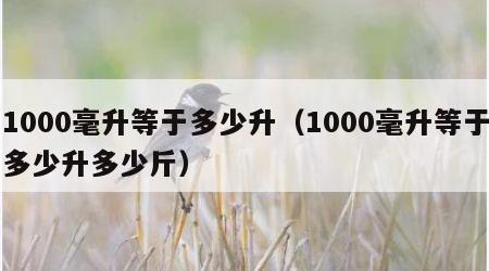 1000毫升等于多少升（1000毫升等于多少升多少斤）