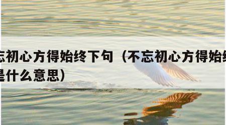 不忘初心方得始终下句（不忘初心方得始终下句是什么意思）