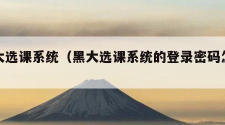 黑大选课系统（黑大选课系统的登录密码怎么改）