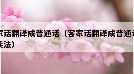 客家话翻译成普通话（客家话翻译成普通话文字读法）