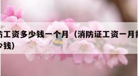 消防工资多少钱一个月（消防证工资一月能拿多少钱）