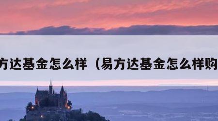 易方达基金怎么样（易方达基金怎么样购买）