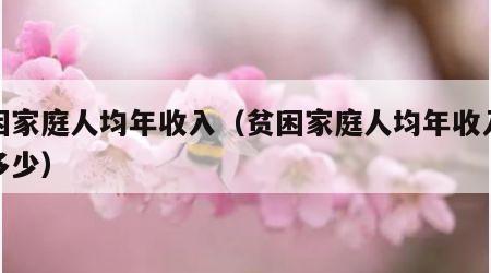 贫困家庭人均年收入（贫困家庭人均年收入大概多少）