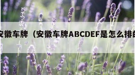 安徽车牌（安徽车牌ABCDEF是怎么排的）