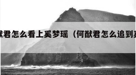 何猷君怎么看上奚梦瑶（何猷君怎么追到奚梦瑶）