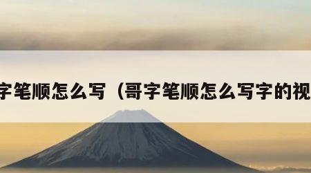 哥字笔顺怎么写（哥字笔顺怎么写字的视频）