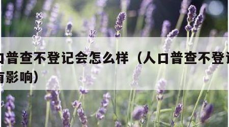 人口普查不登记会怎么样（人口普查不登记有没有影响）