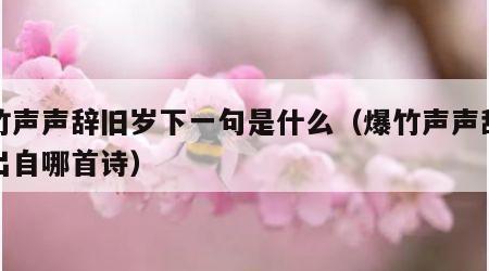 爆竹声声辞旧岁下一句是什么（爆竹声声辞旧岁出自哪首诗）