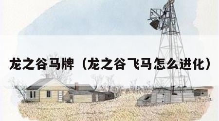 龙之谷马牌（龙之谷飞马怎么进化）
