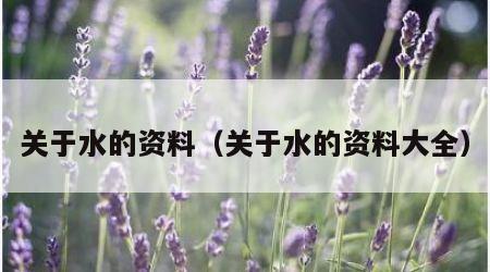 关于水的资料（关于水的资料大全）
