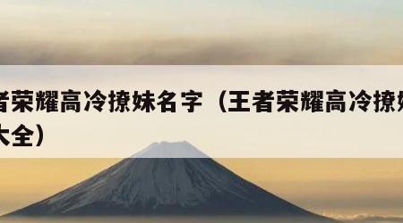 王者荣耀高冷撩妹名字（王者荣耀高冷撩妹名字大全）