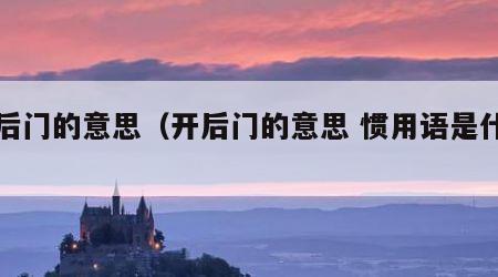 开后门的意思（开后门的意思 惯用语是什么）