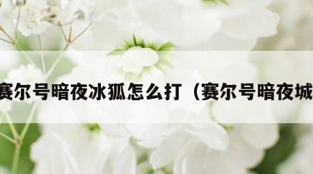 赛尔号暗夜冰狐怎么打（赛尔号暗夜城）