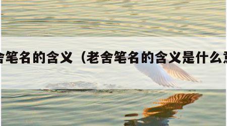 老舍笔名的含义（老舍笔名的含义是什么意思）