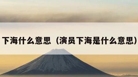 下海什么意思（演员下海是什么意思）