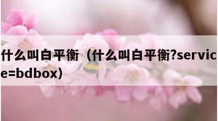 什么叫白平衡（什么叫白平衡?service=bdbox）