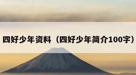 四好少年资料（四好少年简介100字）