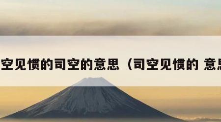 司空见惯的司空的意思（司空见惯的 意思）