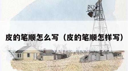 皮的笔顺怎么写（皮的笔顺怎样写）