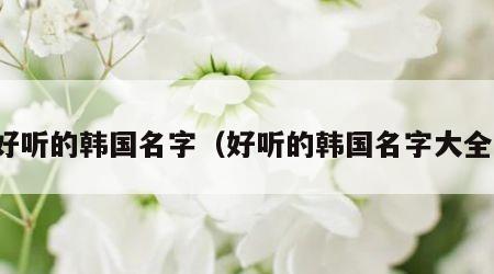好听的韩国名字（好听的韩国名字大全）