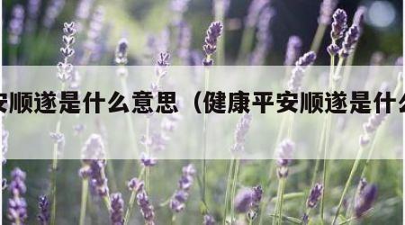 平安顺遂是什么意思（健康平安顺遂是什么意思）