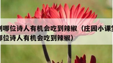 下列哪位诗人有机会吃到辣椒（庄园小课堂下列哪位诗人有机会吃到辣椒）