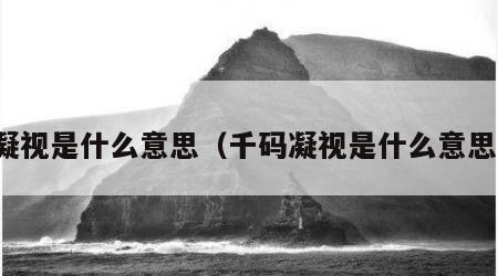 凝视是什么意思（千码凝视是什么意思）