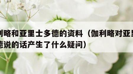 伽利略和亚里士多德的资料（伽利略对亚里士多德说的话产生了什么疑问）
