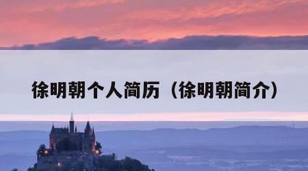 徐明朝个人简历（徐明朝简介）