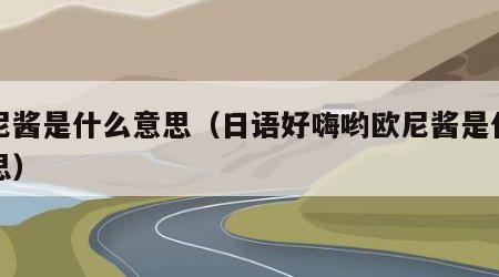 欧尼酱是什么意思（日语好嗨哟欧尼酱是什么意思）