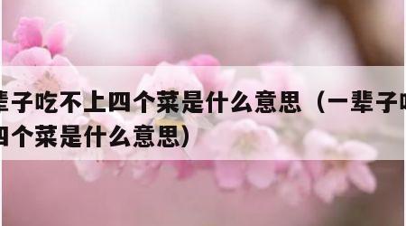 这辈子吃不上四个菜是什么意思（一辈子吃不了四个菜是什么意思）