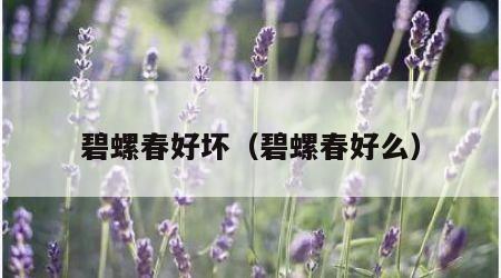 碧螺春好坏（碧螺春好么）