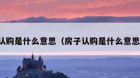 认购是什么意思（房子认购是什么意思）