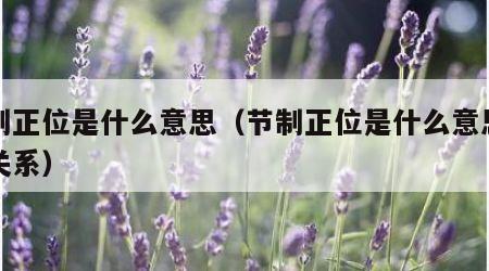 节制正位是什么意思（节制正位是什么意思宿舍关系）