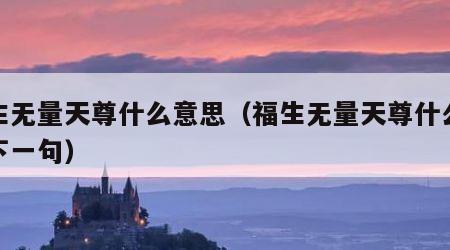 福生无量天尊什么意思（福生无量天尊什么意思下一句）