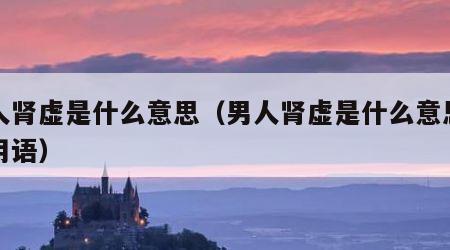 男人肾虚是什么意思（男人肾虚是什么意思网络用语）