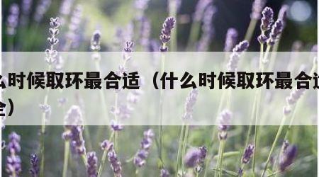 什么时候取环最合适（什么时候取环最合适最安全）