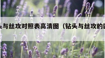 钻头与丝攻对照表高清图（钻头与丝攻的匹配表）
