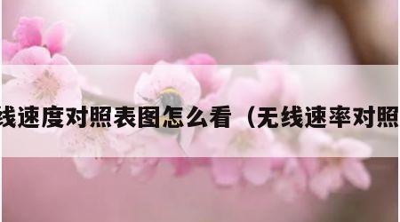 无线速度对照表图怎么看（无线速率对照表）