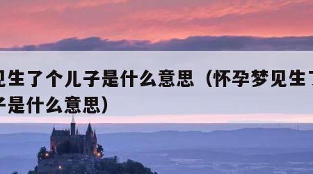 梦见生了个儿子是什么意思（怀孕梦见生了个儿子是什么意思）
