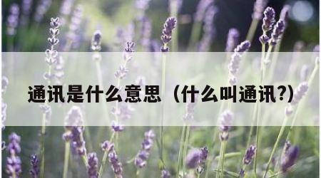通讯是什么意思（什么叫通讯?）