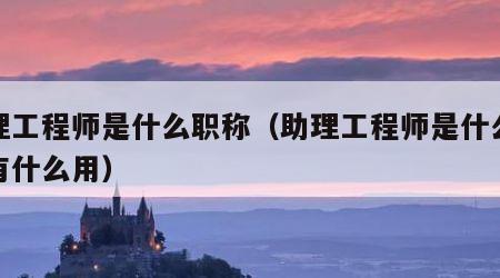 助理工程师是什么职称（助理工程师是什么职称有什么用）