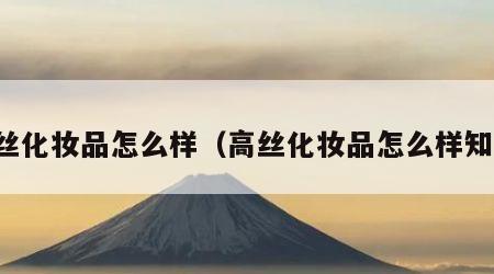 高丝化妆品怎么样（高丝化妆品怎么样知乎）