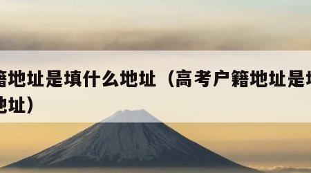 户籍地址是填什么地址（高考户籍地址是填什么地址）
