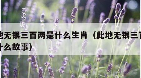 此地无银三百两是什么生肖（此地无银三百两是什么故事）